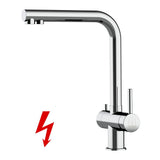 Vizio Niederdruck 3 Wege Wasserhahn Küchenarmatur, Edelstahl Massiv, 360° schwenkbarem L - Auslauf, Hochglanz Poliert - UrQuelle