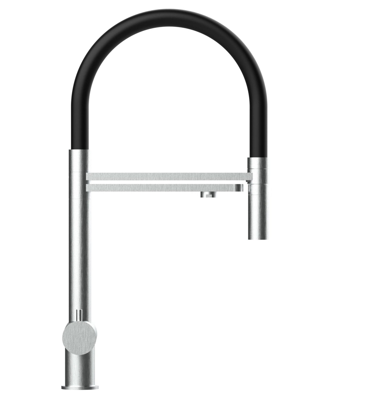 Vizio Niederdruck 3 Wege Wasserhahn Küchenarmatur, Edelstahl Massiv mit 360° schwenkbarem Auslauf, abnehmbare 2 Strahl Handbrause, Gebürstet / Schwarz - UrQuelle