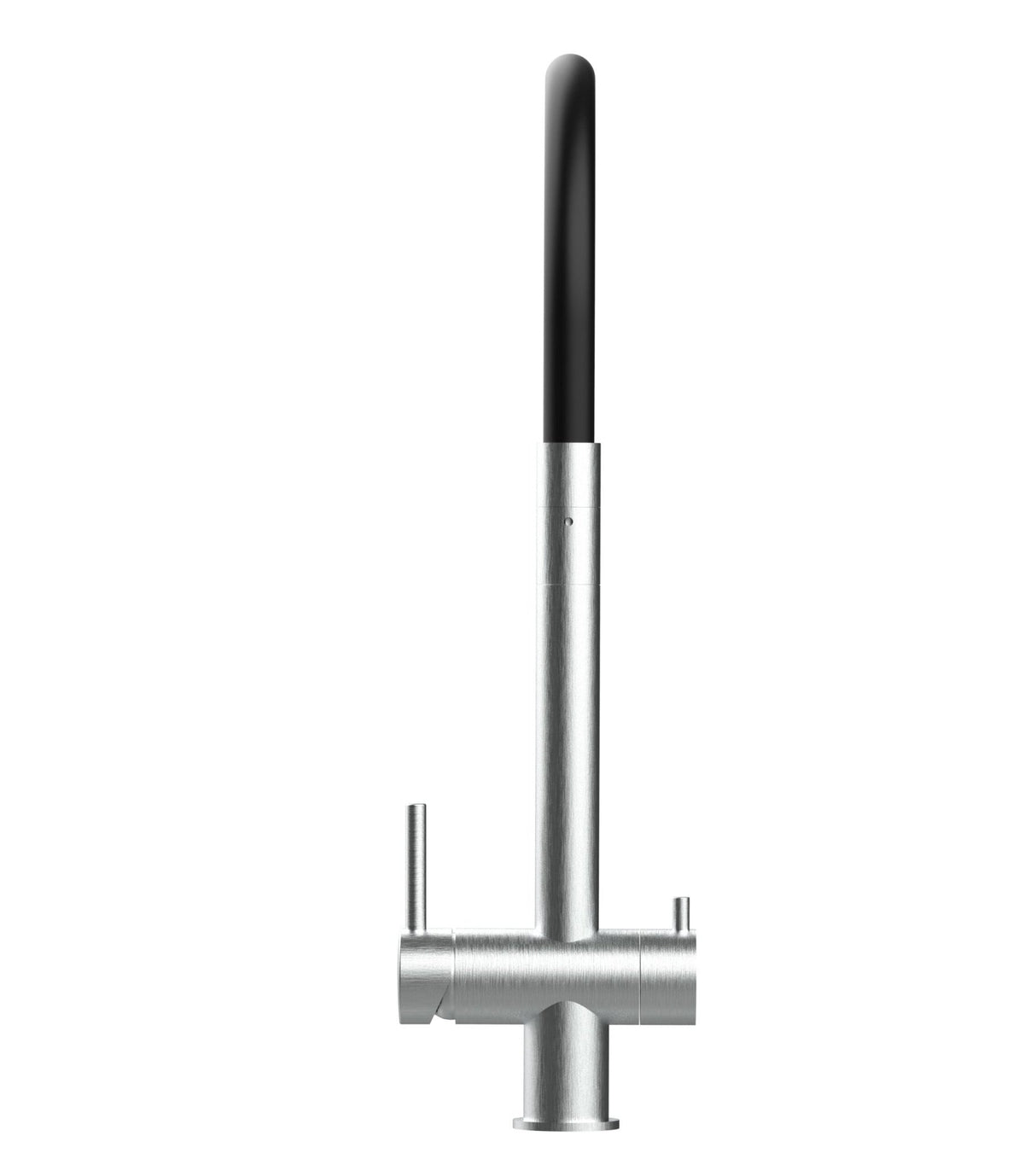 Vizio Niederdruck 3 Wege Wasserhahn Küchenarmatur, Edelstahl Massiv mit 360° schwenkbarem Auslauf, abnehmbare 2 Strahl Handbrause, Gebürstet / Schwarz - UrQuelle