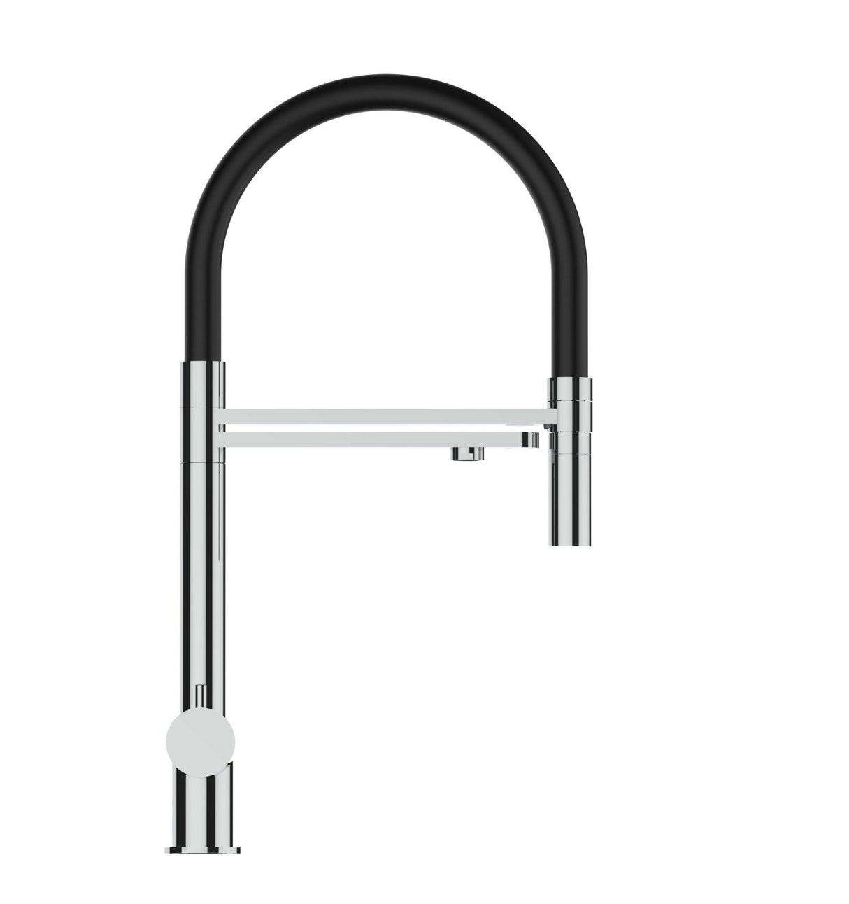 Vizio Niederdruck 3 Wege Wasserhahn Küchenarmatur, Edelstahl Massiv mit 360° schwenkbarem Auslauf, abnehmbare 2 Strahl Handbrause, Hochglanz / Schwarz - UrQuelle